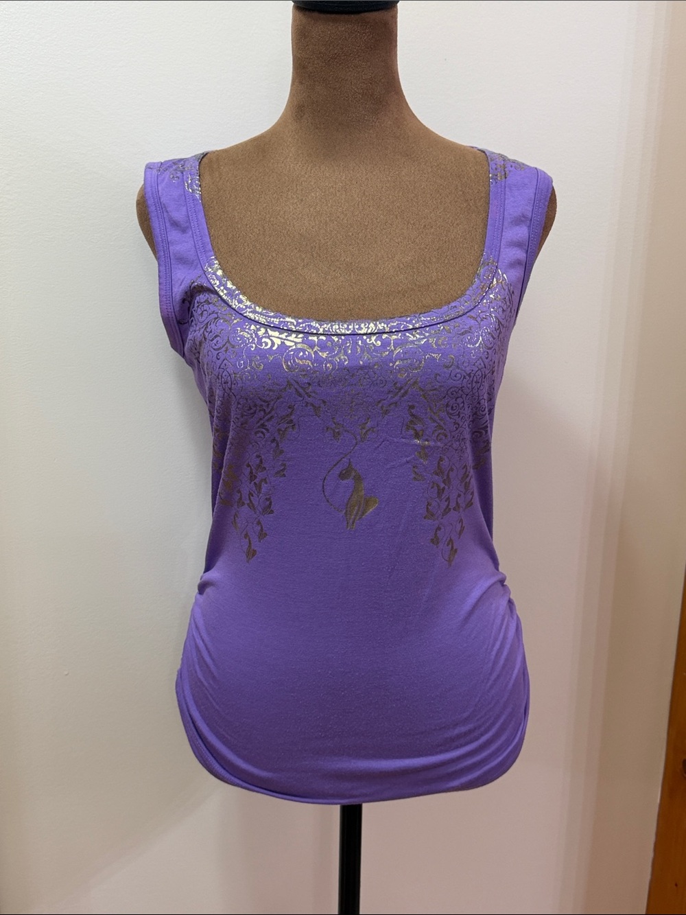 Baby Phat Purple Gold Cats Graphic Logo Tee. Size Medium. NWOT